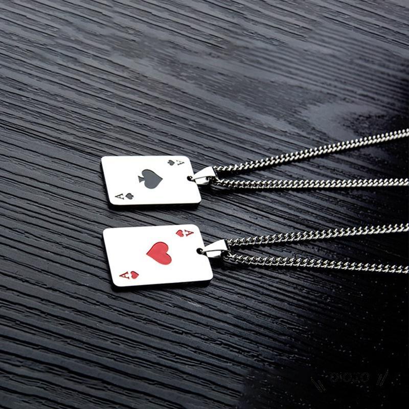 Korea Fashion Poker Kalung Bentuk Hati Kalung Pasangan Wanita Pria Perhiasan Aksesoris - ol