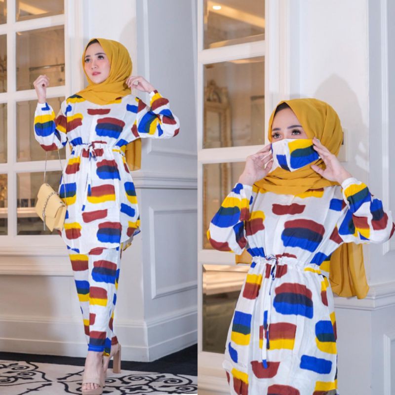 SET TUNIK BELLA + masker by Nagisshop/ Set 3 in 1 Felicia