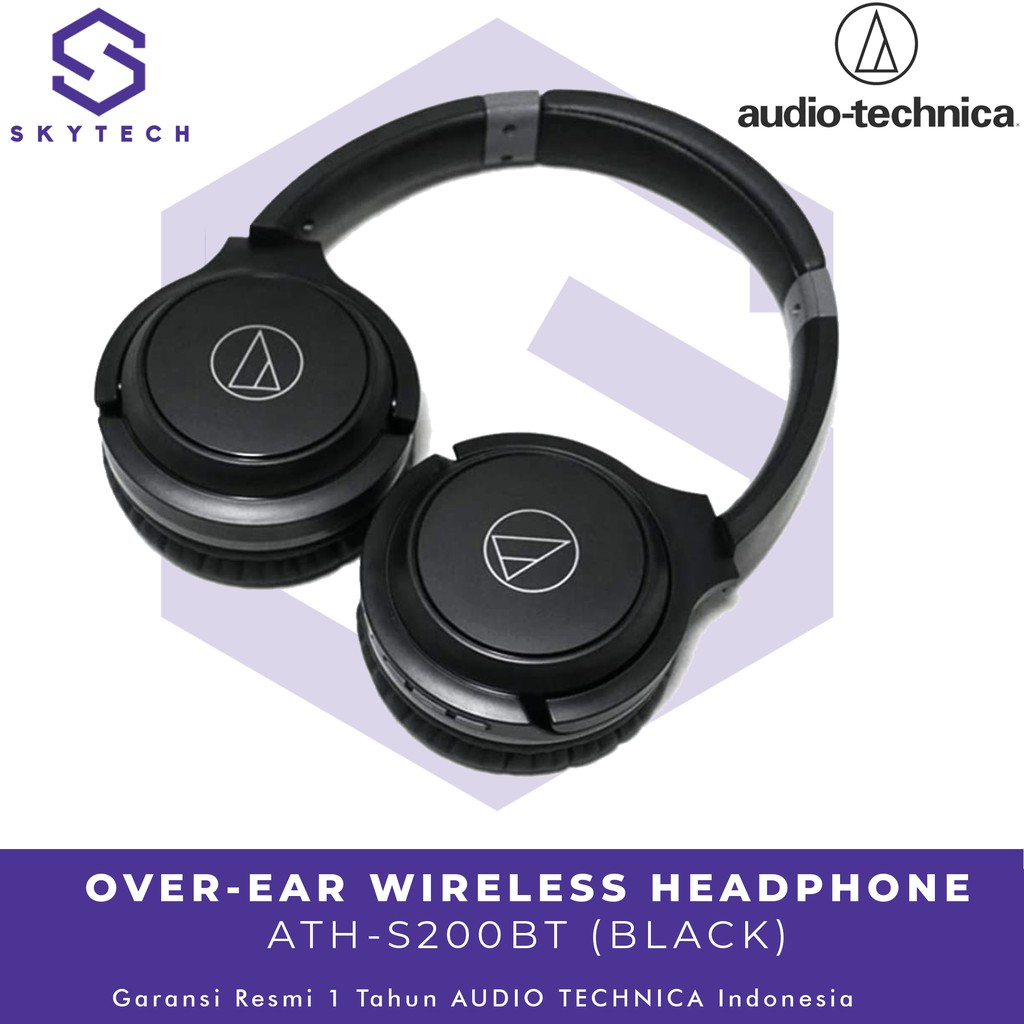 HEADSET BLUETOOTH AUDIO TECHNICA S200 BLACK ORIGINAL GARANSI RESMI