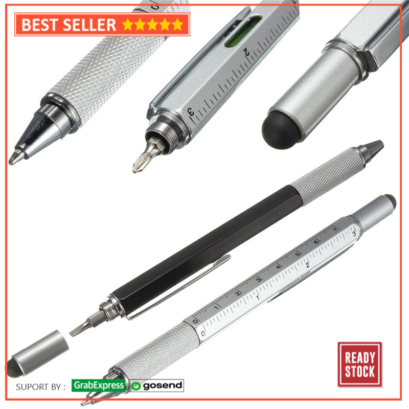 

Pena Multifungsi Plastik Stylus + Penggaris + Level + Obeng