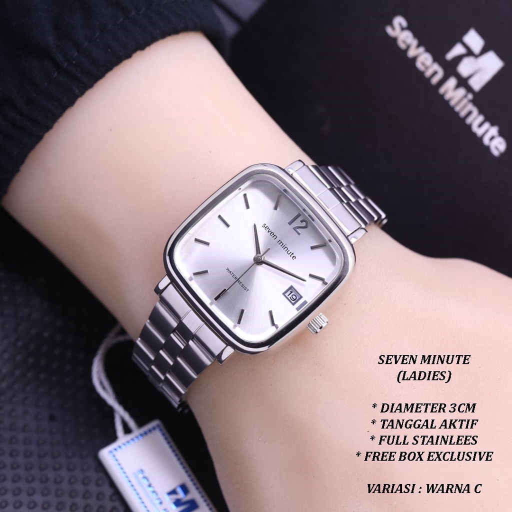 (FREE BOX) JAM TANGAN SEVEN MINUTE WANITA FASHION RANTAI BODY SEGI TANGGAL AKTIF