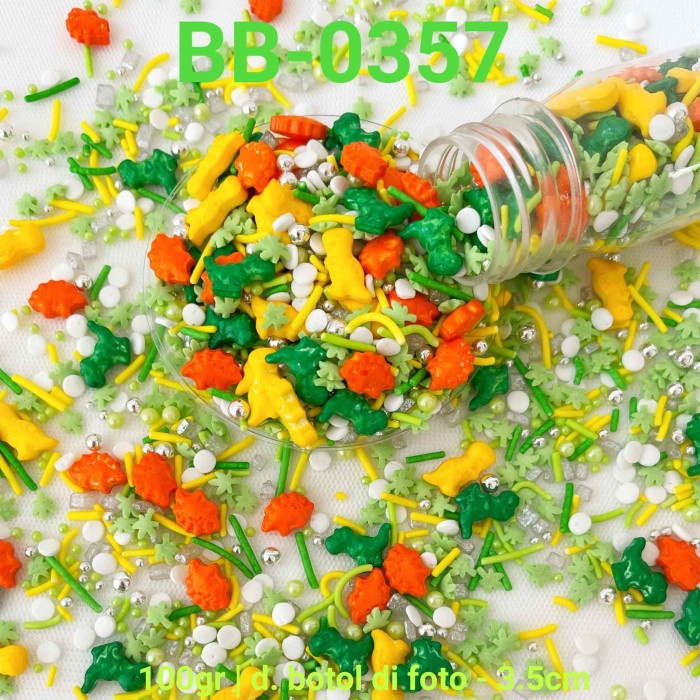 

BB-0357 SPRINKLES SPRINKLE 100 GRAM BINATANG DINOSAURUS MIX MESES BERKUALITAS TINGGI