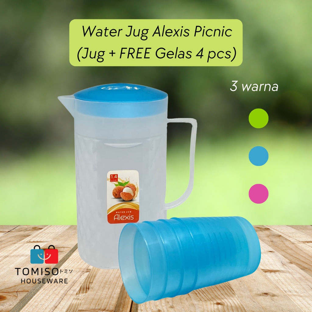 Jual Teko Air Plastik Alexis Picnic 14 Liter Gratis 4 Gelas Plastik Water Jug Eskan Air 4680