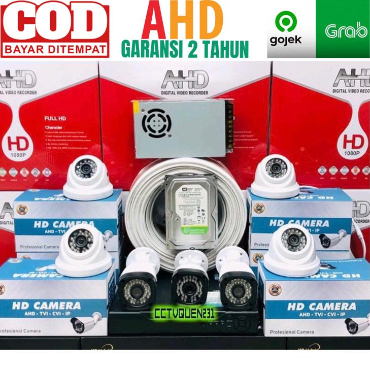 PAKET CCTV FULL AHD 8 CHANNEL 7 KAMERA 5MP 1080P IR SONY HDD-500GB KOMPLIT TINGGAL PASANG