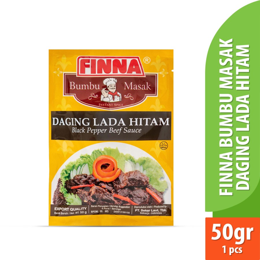 BUMBU MASAK DAGING LADA HITAM FINNA 50GR SACHET HALAL