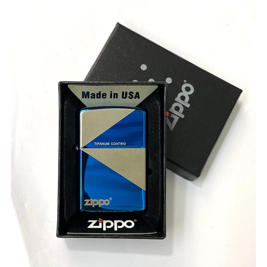 Korek Api Zippo Ice Blue Motif Premium Grade A Model Zig Zag Motif