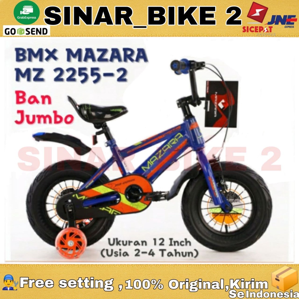 Sepeda Anak Laki BMX MAZARA MZ 2255-2 Size 12 16 18 Inch Ban Jumbo 3.0