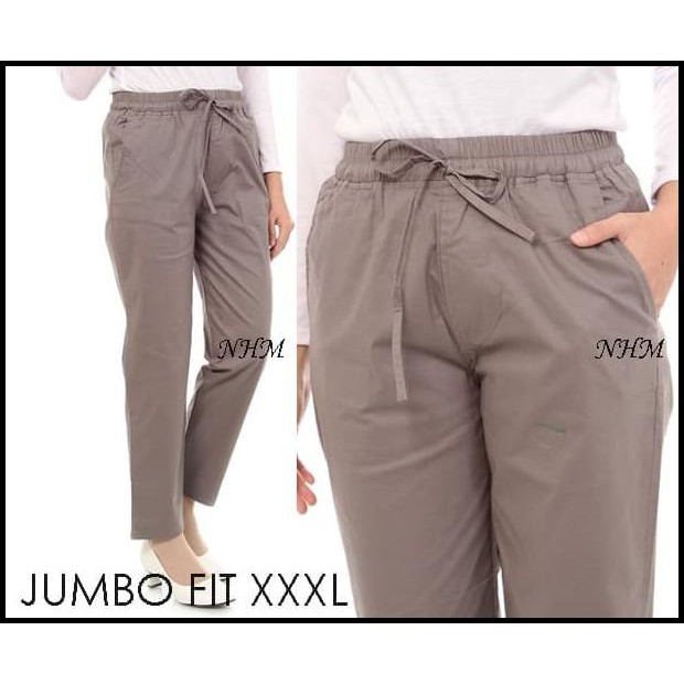 CELANA WANITA JUMBO BASIC KATUN STREET XXXL , CELANA PANJANG KATUN PROMO