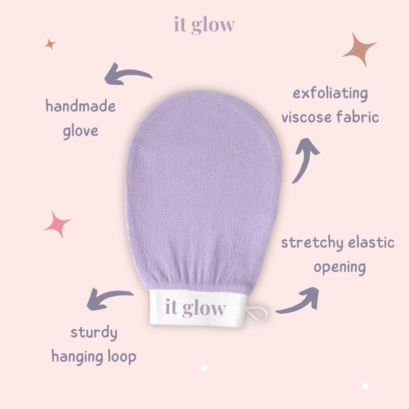 ITGLOW - Korean Exfoliating Body Bath Magic Glove - LILAC |  Scrub / Sarung Mandi Exfoliation / Scrubber / Exfoliator Pembersih Daki