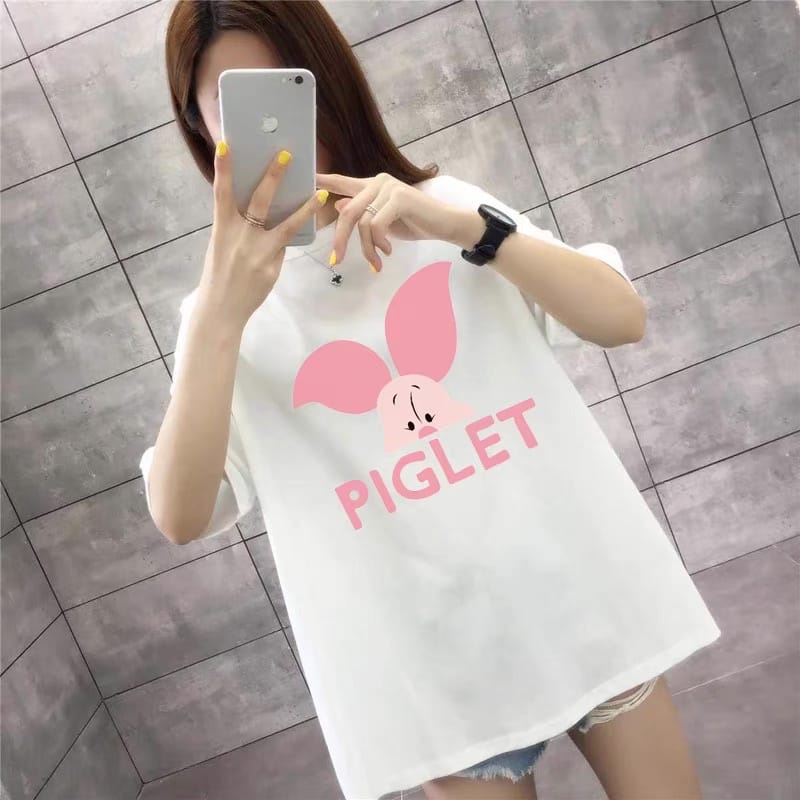 MYSTIQUE.ID-BAJU KAOS PIGLET T-SHIRT LUCU DAN AESTHETIC