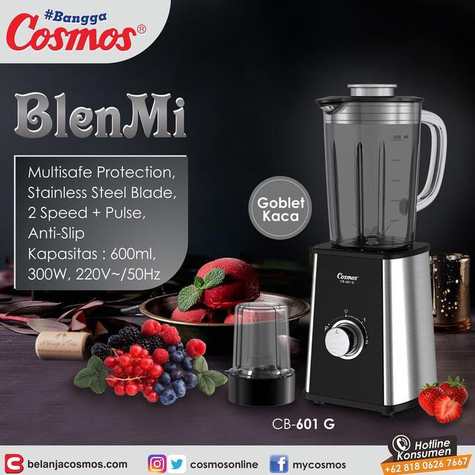 Bisa bayar ditempat/COD Blender Cosmos CB-601 G Stainless 0,6 Liter 300 Watt