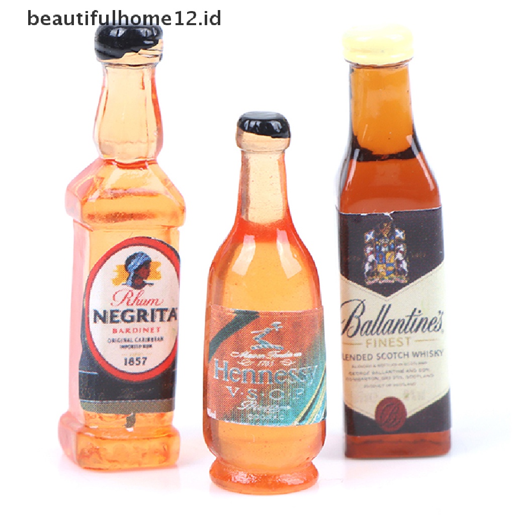 【beautifulhome12.id】 10Pcs 1:12 Dollhouse Miniature Drinks Wine Model Doll Kitchen Food Accessories .