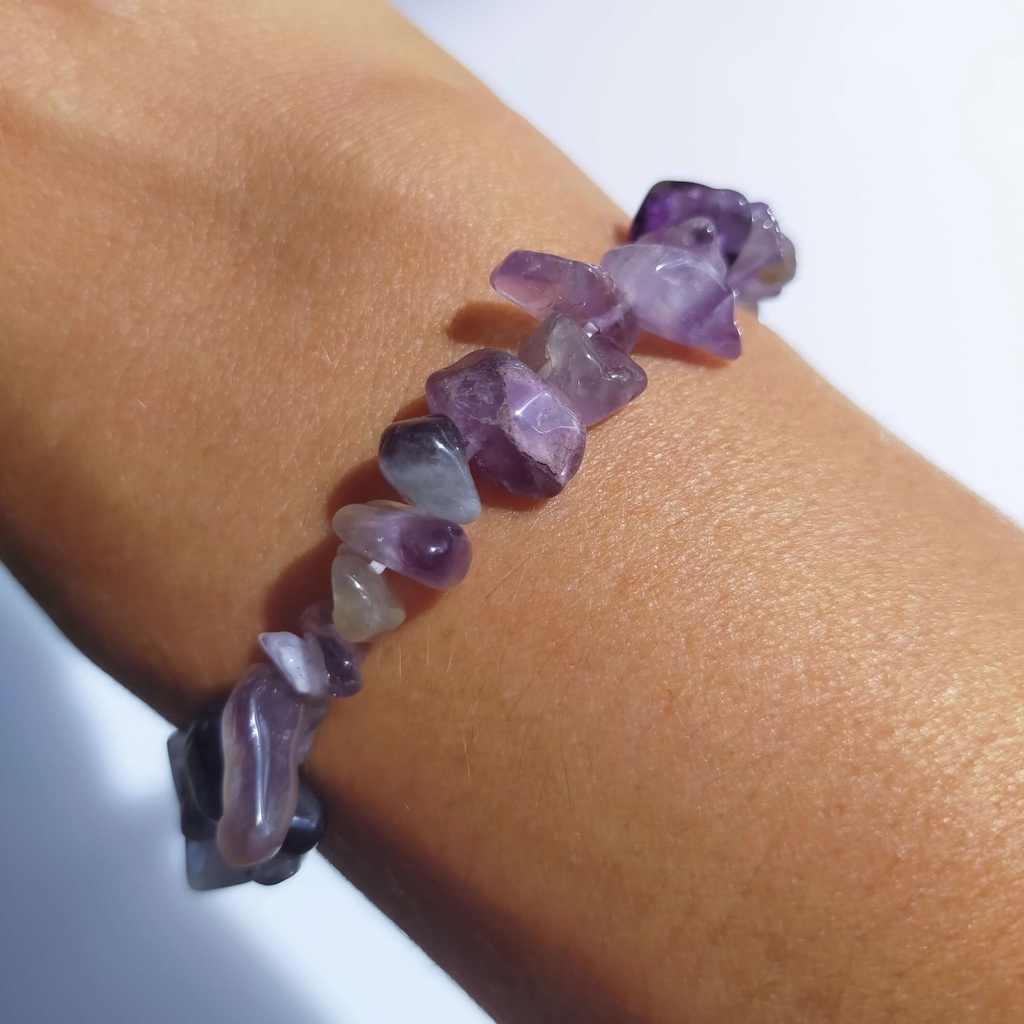 Gelang Manik-Manik Wanita Original Crystal Moon-STRETCHY AMETHYST CHIPS