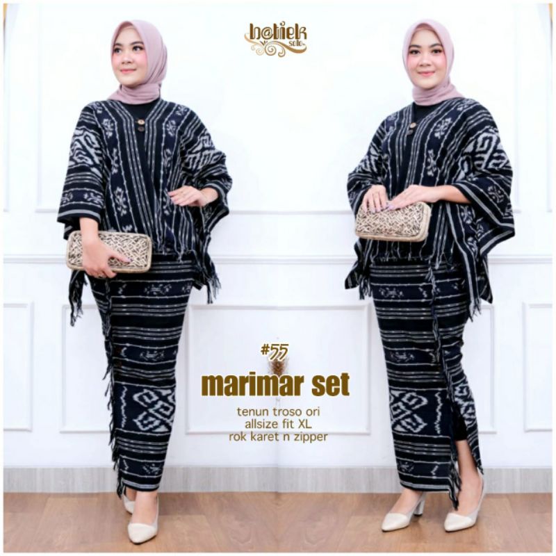 Marimar set tenun troso ori rok karet by batik ori