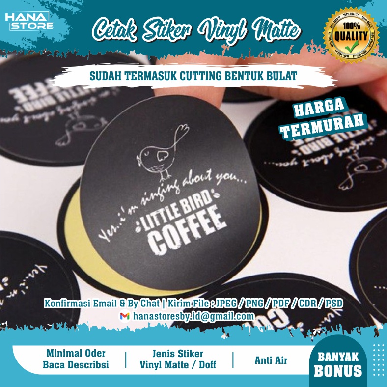 

(Tahan Air) Cetak Stiker Vinyl Matte Label Bulat Sticker kemasan botol / Stiker Segel Stiker Custom