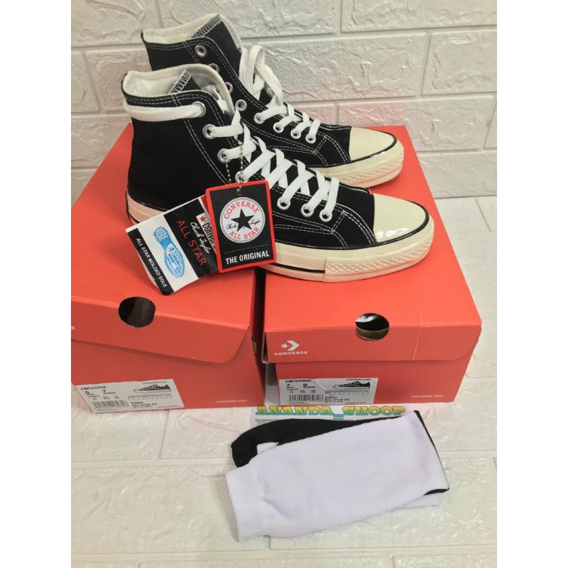 SEPATU CONVERSE ALLSTAR 70s HI BLACK WHITE/OFF WHITE PREMIUM