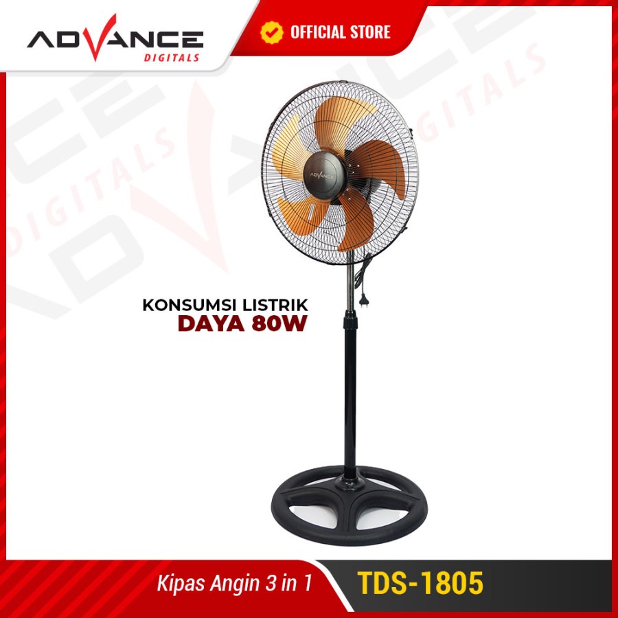 Kipas Angin 3in1 Stand/Desk/Wall Advance TDS-1805 Kipas Angin Tornado | Advance TDS1805 Kipas 18inch - Kipas Berdiri - Kipas Duduk - Kipas Dinding Advance TDS 1805 | FMS