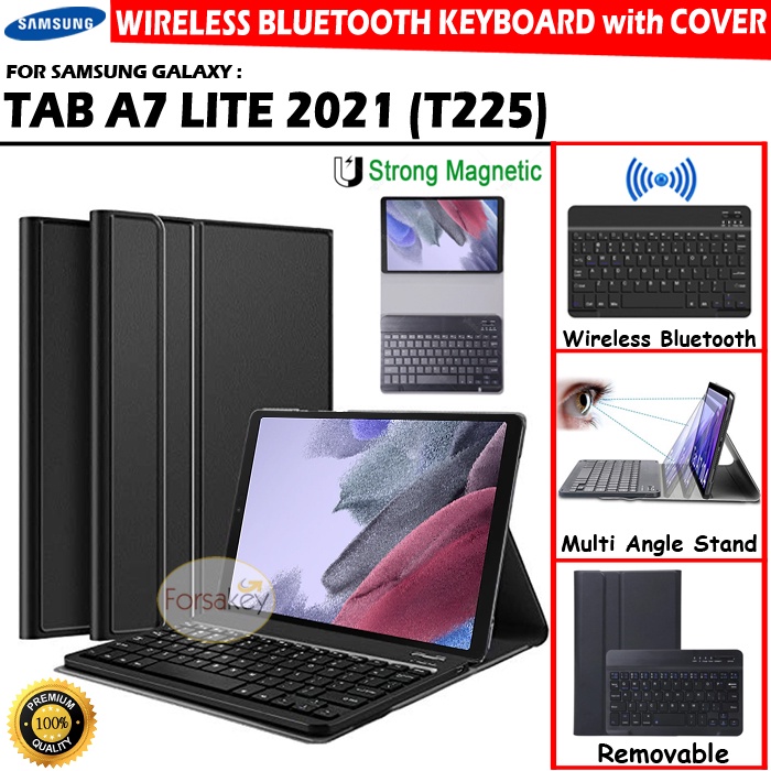Samsung Galaxy Tab A7 Lite 8.7 2020 T225 Wireless Bluetooth Keybord Keyboard Flip Case Casing Cover