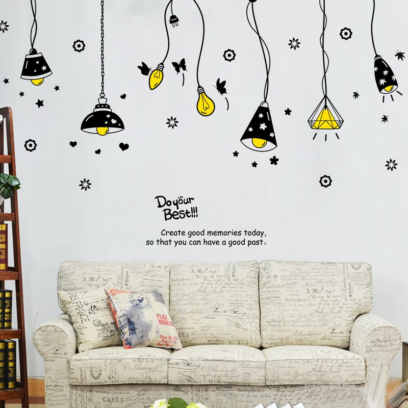 RELIZA WALL STICKER 60X90 LAMPU GANTUNG HITAM WALL STIKER DINDING XL8198