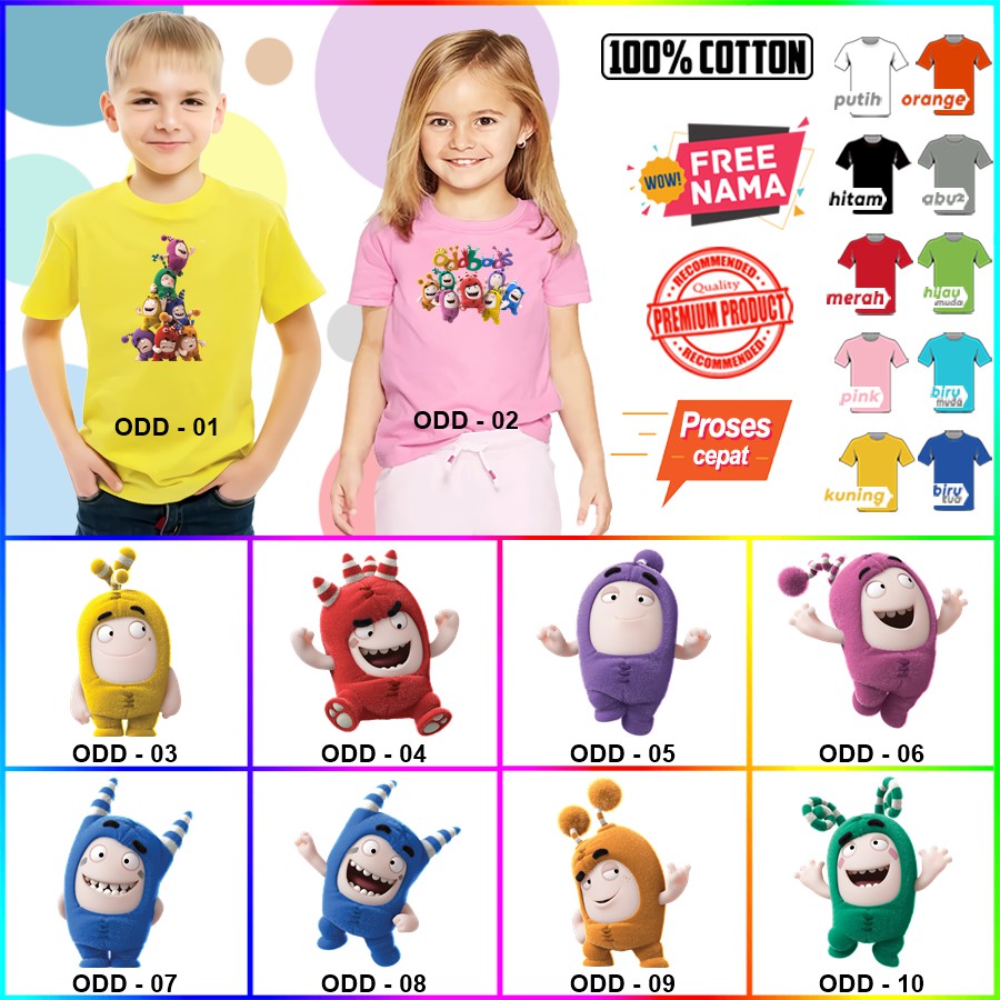 Baju Kaos ANAK DAN DEWASA ODDBODS COUPLE (FREE NAMA)