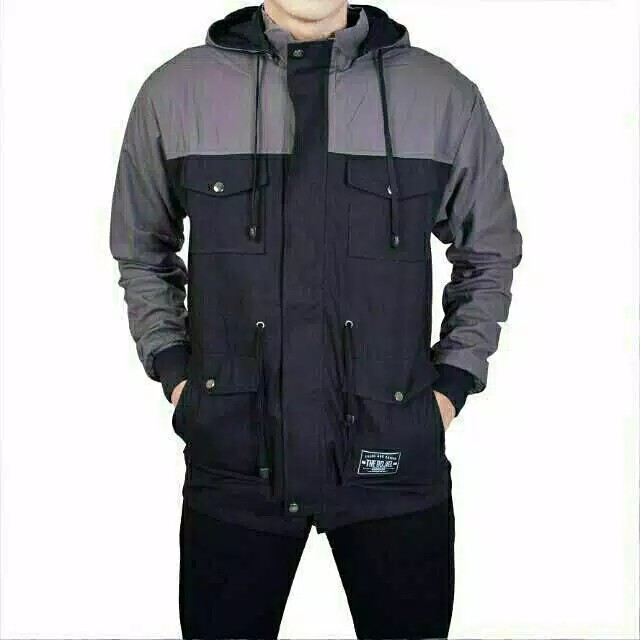 Jaket Parka Canvas Pria Polos