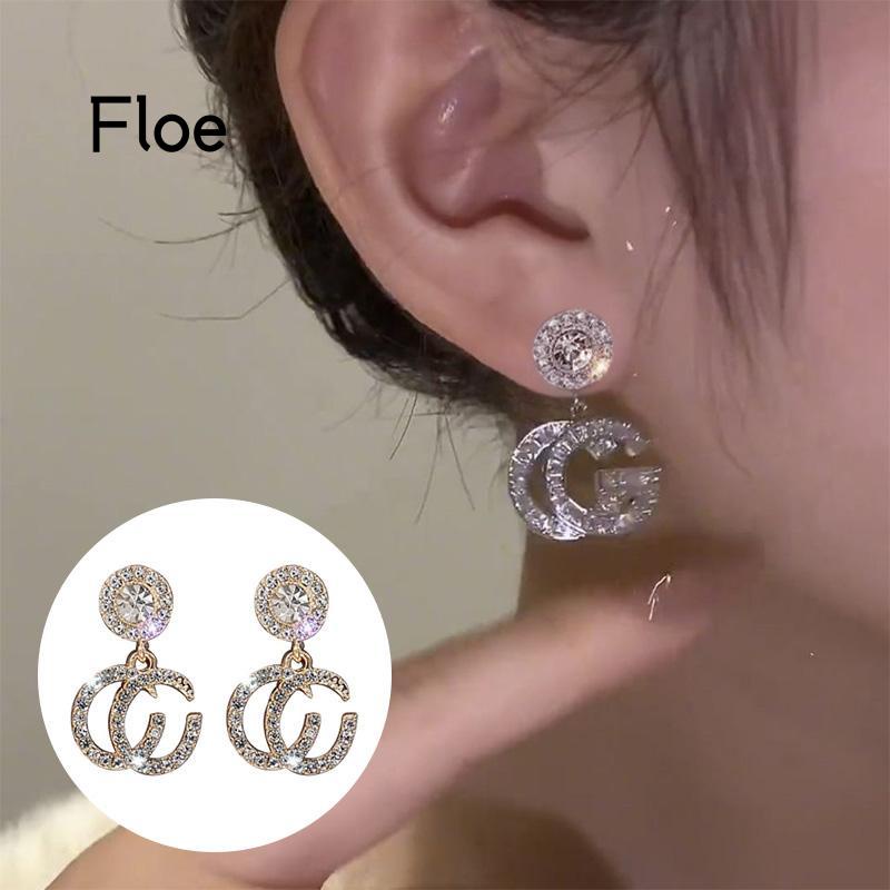 Fl Anting Tusuk Gantung Sterling Silver 925 Hias Berlian Gaya Mewah Hypoallergenic Untuk Wanita