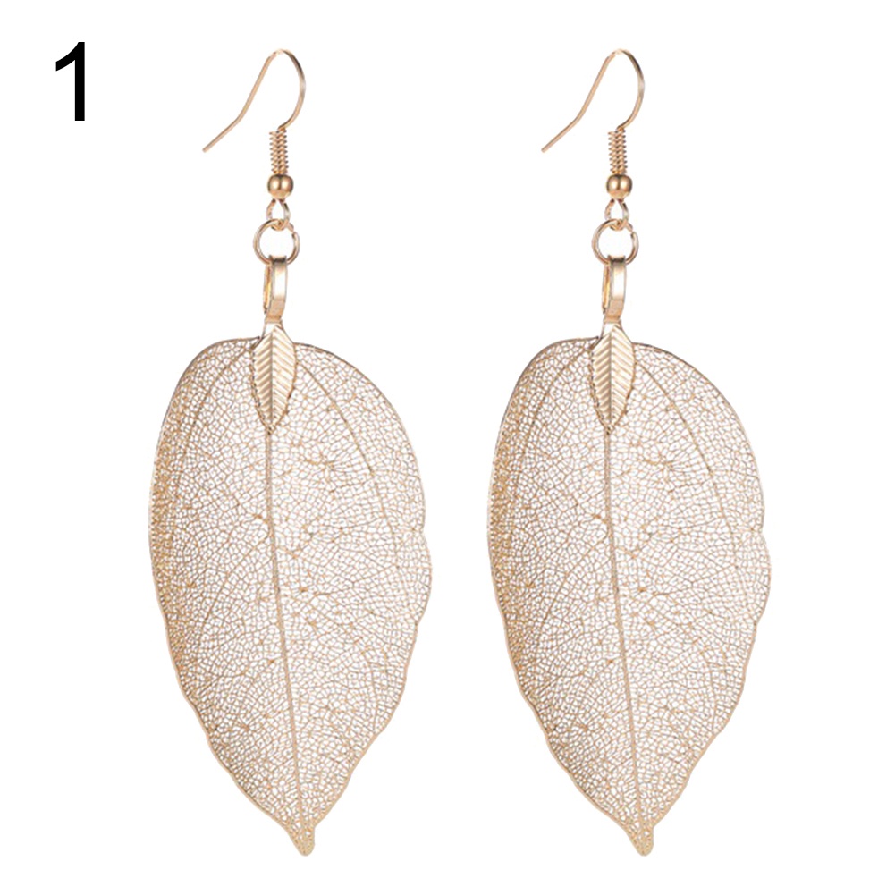 Hu Hu Hu Hu Hu Alat Bantu Pasang Kacamata♡ Anting Kait Gantung Statement Wanita Desain Daun Hollow Gaya Vintage Untuk Pesta