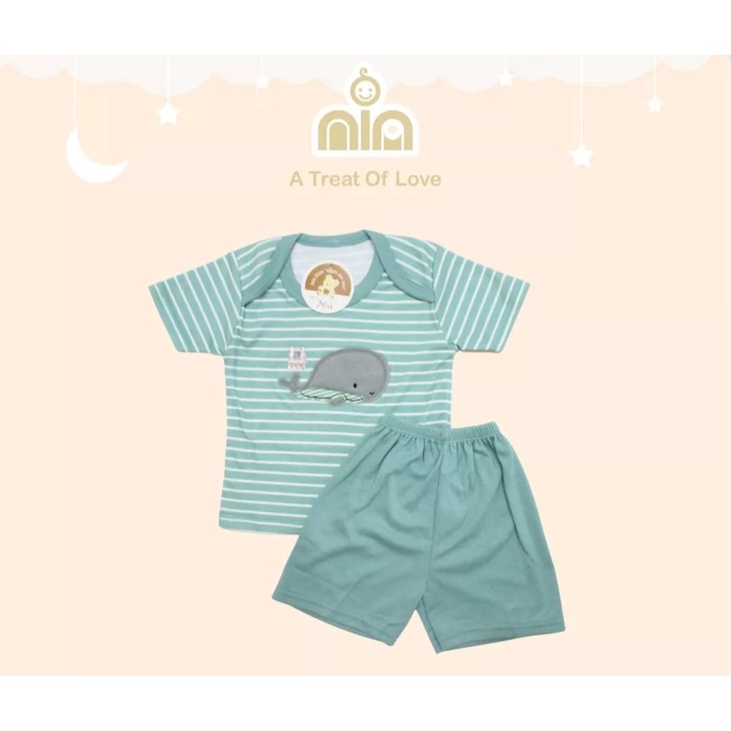 SALE Setelan Bayi 3-6 Bulan Setelan Nia Stripy Paus Premium