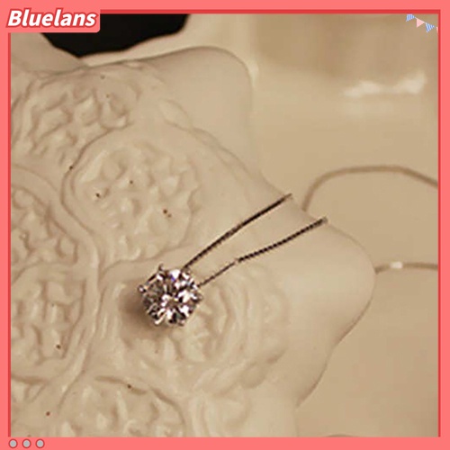 Kalung Rantai Klavikula Pendek Bahan 925 Sterling Silver Aksen Berlian Imitasi Untuk Wanita