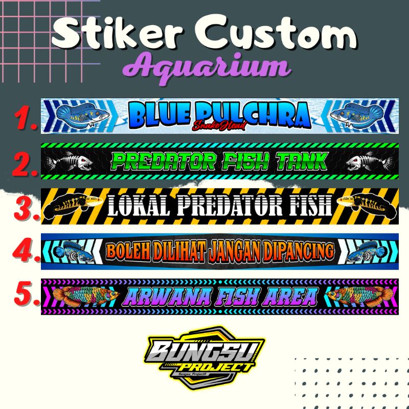 Stiker Aquarium Custom Channa Blue Pulchra Predator Fish Arwana