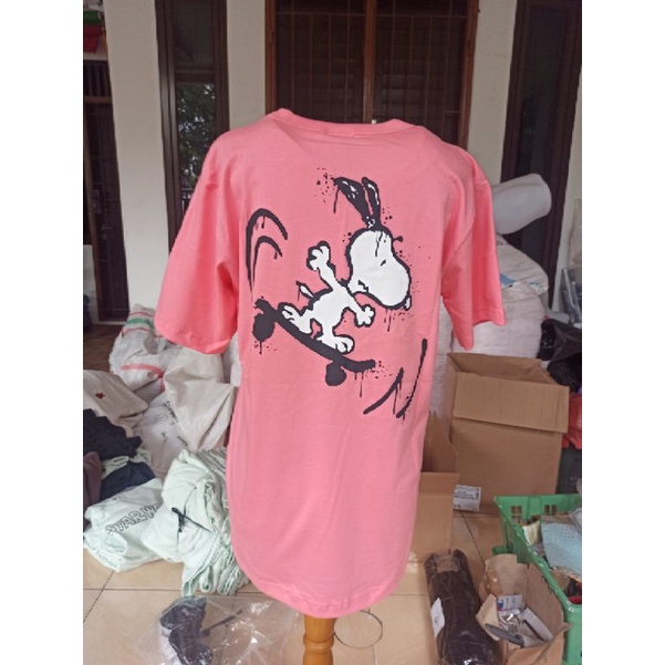 Kaos Tshirt Tee HnM H&amp;M Peanuts Thrill Seekers Pink Full Tag