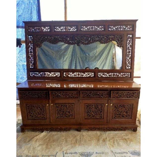 buffet ukir buffet palembang kayu jati 2 meter