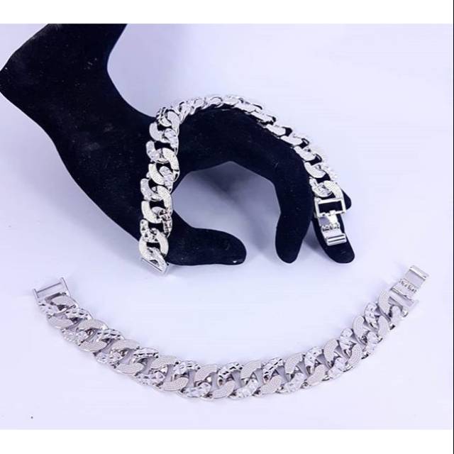 Gelang sisik naga lapis emas putih