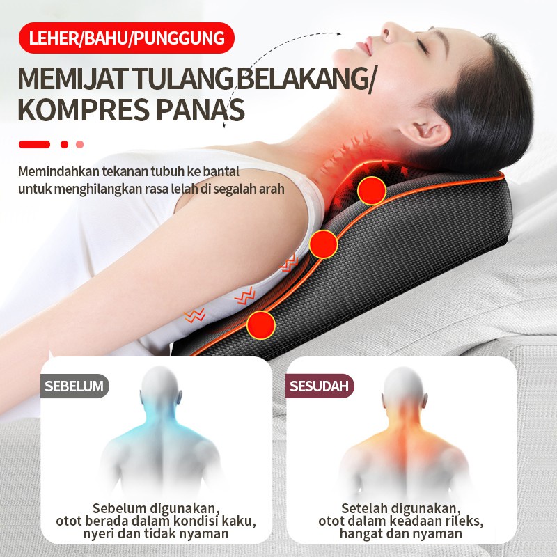 Pijat Bahu Dan Tulang Belakang Leher Multifungsi / Bantal Pijat / Alat Pijat Punggung / Bantal Pijat Elektrik