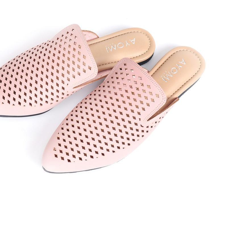 ➷ AYOMI - Wylie LLO-61 Mules Flat Shoes Laser Pastel Wanita / Sepatu Wanita / Selop Wanita ☃