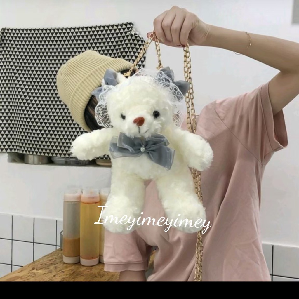 NIQABIS Tas Selempang Anak Perempuan Boneka Beruang Renda Tas Slingbag Anak Cewek Balita PG Paud Tk Murah