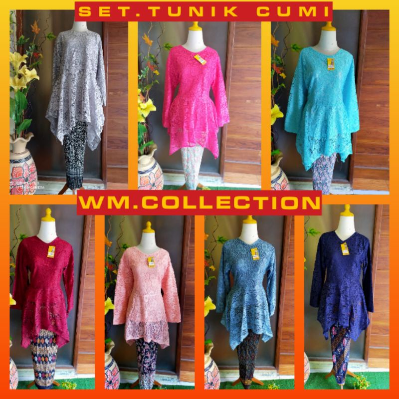 WM>SETELAN TUNIK CUMI BROKLAT FULL PURING/SETELAN TUNIK CUMI DAN ROK PLISKET BATIK/SETELAN TERMURAH