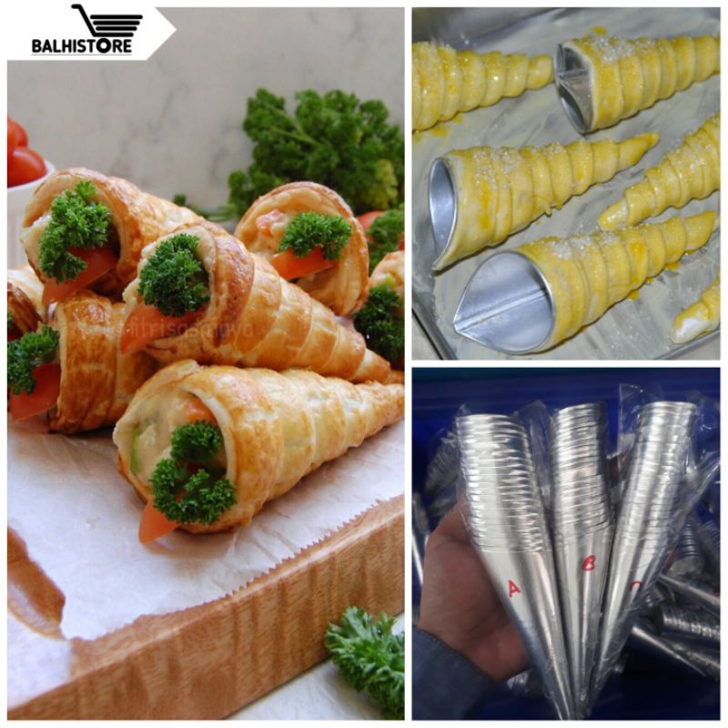 20Pcs Cetakan Kue Cumcum /Cetakan Kue Rhum Horn / Acuan Corneto Aluminium