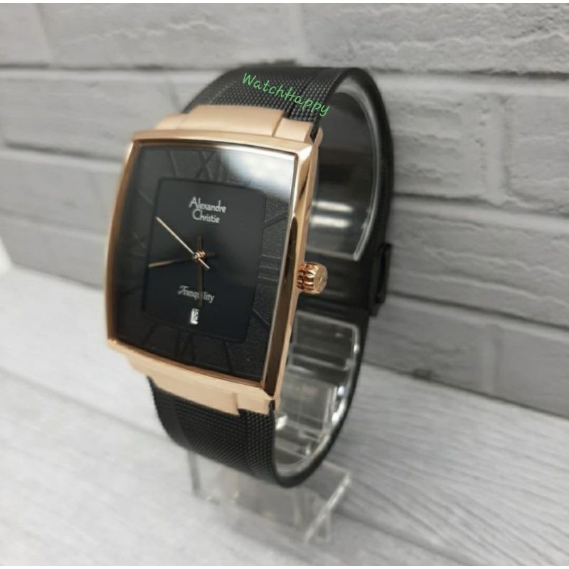 Alexandre Christie AC 8329 MD AC8329 MD 8329MD Mens Watch Black Rose Gold Sand Straps 100% Original