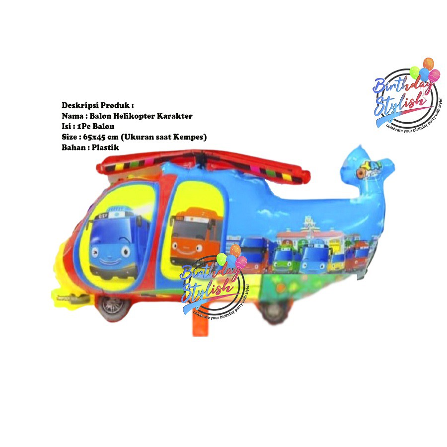 Balon Tayo Helikopter/ Balon Karakter Bus Tayo Pesawat Heli/ Balon Tayo