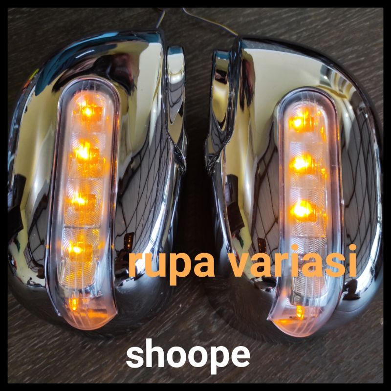 Cover tutup spion lampu mobil Nissan grand livina / livina 2007 sampai 2012 nyala led kuning + biru 2008 2009 2010 2011 2012 2013 2014 2015 2016 2017