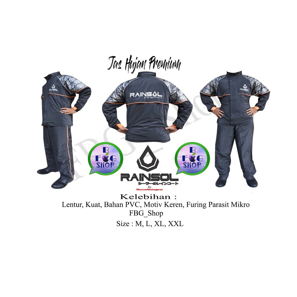 Jas Hujan Rainsol raincoat with furing Motif Batik sporty