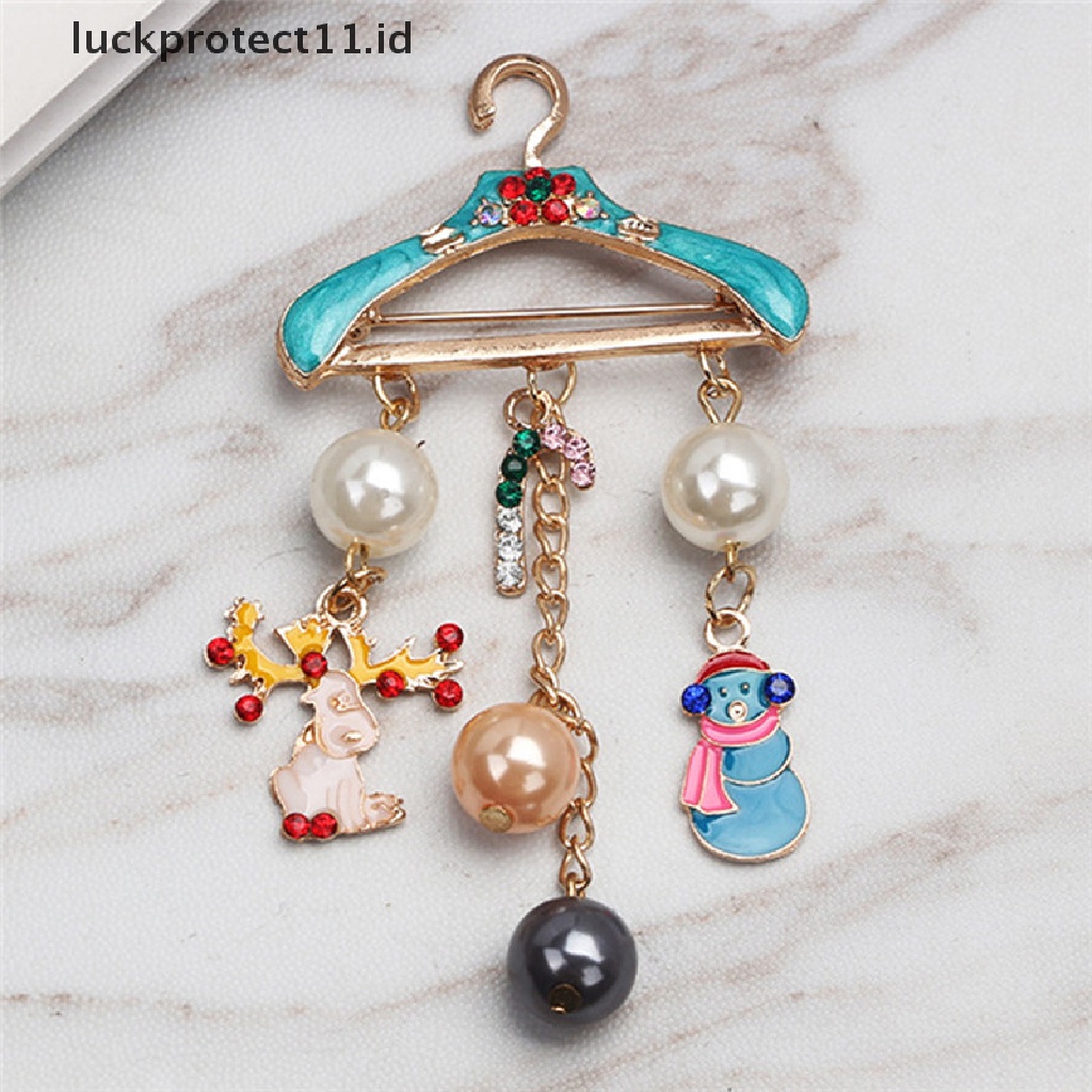 &lt; Luckprotect11. &lt; LuckproteksiBros Pin Motif Rusa / Snowman / Mutiara / Berlian Imitasi Untuk Wanita