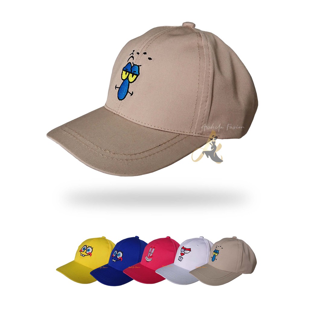 TOPI ANAK BORDIR SPONBOB UNISEX LAKI LAKI PEREMPUAN / TOPI ANAK LUCKY SPONS BOB