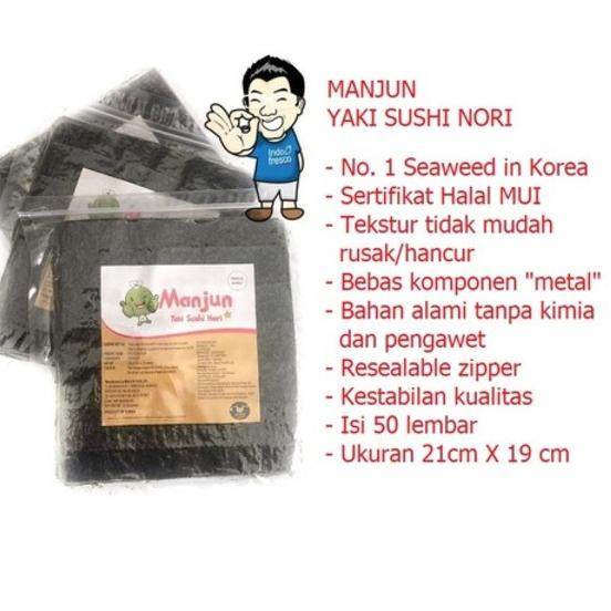 

Best! Manjun Sushi Nori Rumput Laut Seaweed 50 Sheet