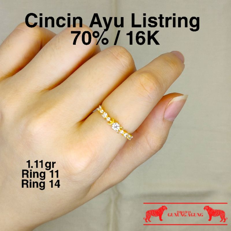 New Collection Cincin Ayu Listring Kadar 700/16K Cincin Stack Cincin Fashion Kado Pacar Emas Asli Te