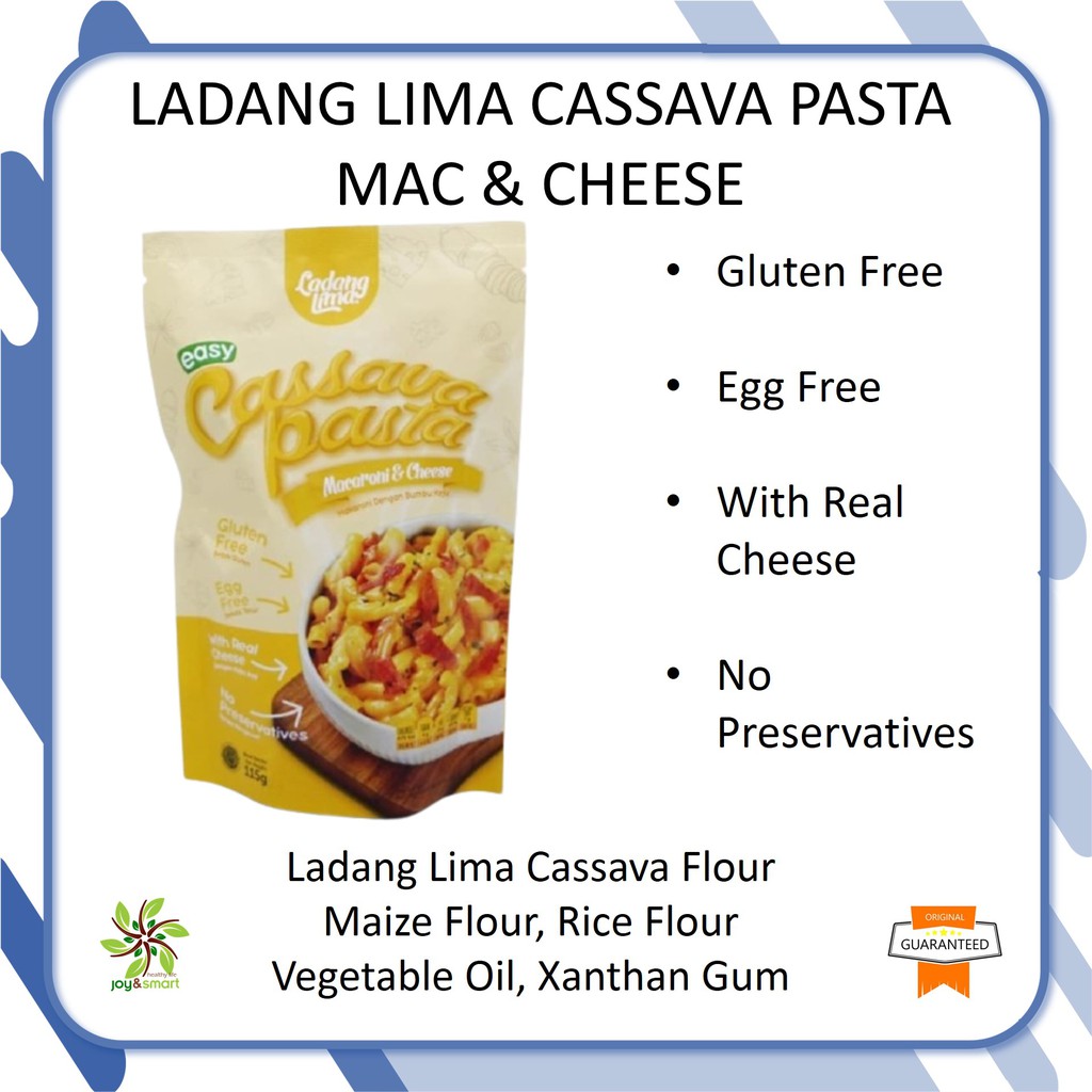

JOY SMART HEALTHY LIFE CASSAVA PASTA MAC & CHEESE LADANG LIMA GLUTEN FREE NON TELUR