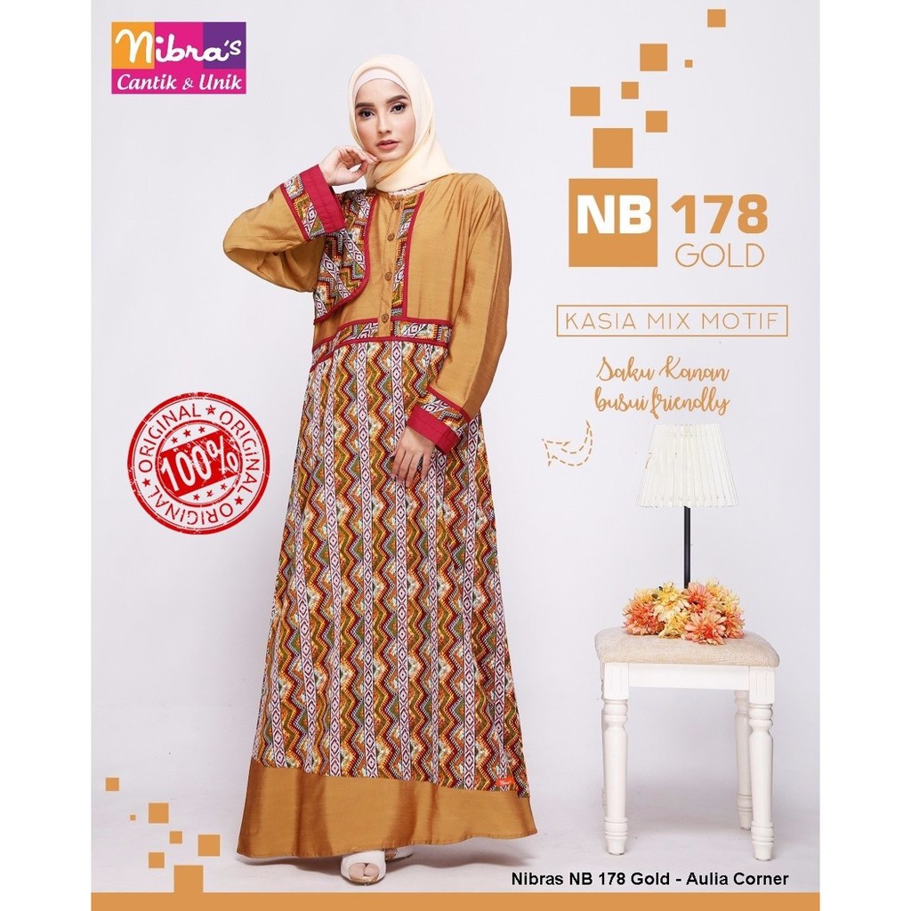 BARU Gamis Model Terbaru Nibras NB 178 Gold Gamis Terbaru