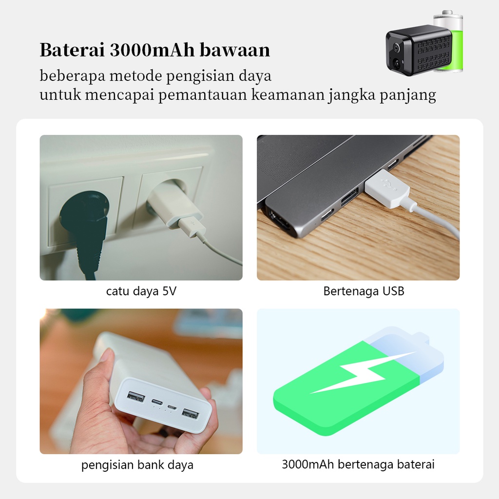 XIHANCAM 5MP Tahan Air Kamera CCTV Mini Tersembunyi Tanpa Kabel Baterai Internal Spy Camera Mini Wifi 1944P Wireless Portable Hidden Camera Cctv Wifi Mini Spy Cam CCTV Indoor Ip Camera Outdoor Security Kamera Kecil Pengintai Mini Spycam