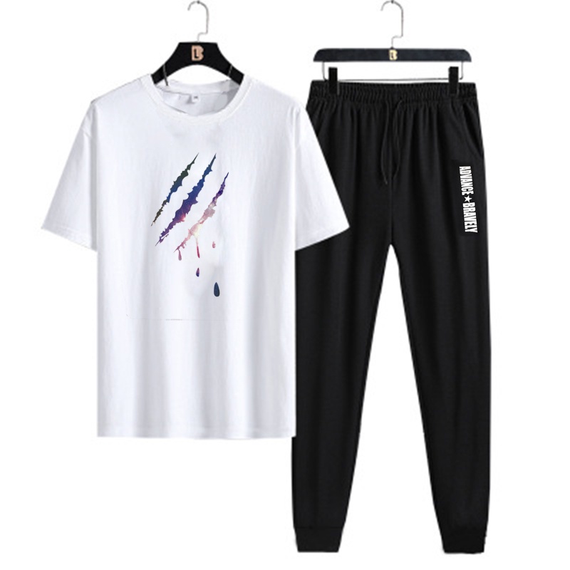 Basic Pria Kaos +Santai Celana panjang
